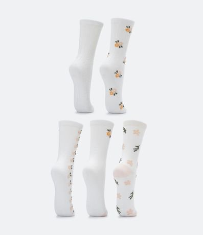 Kit  05 Medias Caña Larga en Algodón con Estampado de Flores 3