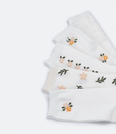 Kit  05 Medias Caña Larga en Algodón con Estampado de Flores 5