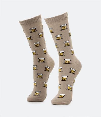 Media Caña Larga en Algodón con Estampado de Vaso 1