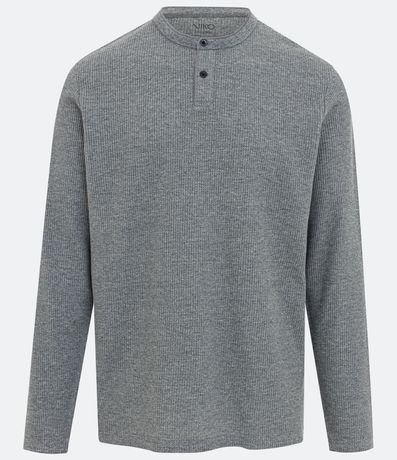 Remera de Pijama con Textura Waffle y Cuello Mao 5