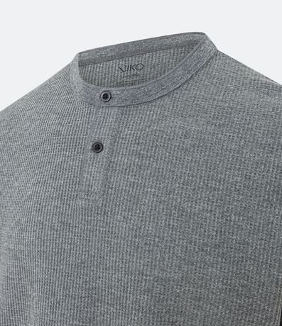 Remera de Pijama con Textura Waffle y Cuello Mao 7