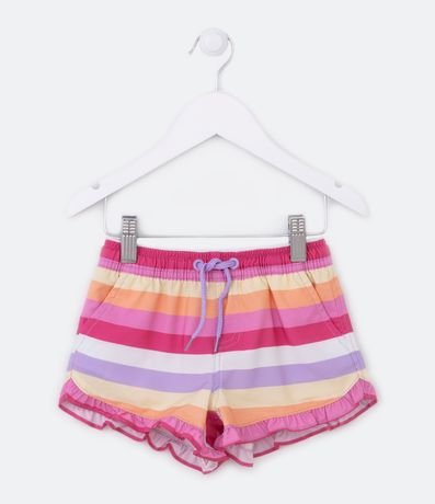 Short Infantil con Estampado de Rayas y Volado en el Bajo - Talle 1 a 5 años
