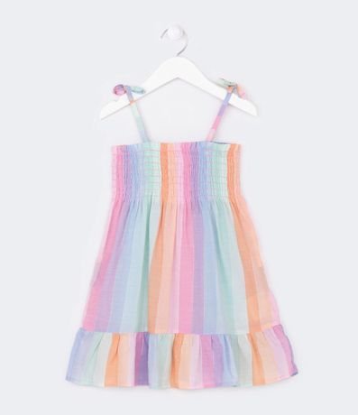 Vestido Infantil con Estampa Acuarelada y Detalle de Hilo Metálizado - Talle 1 a 5 años