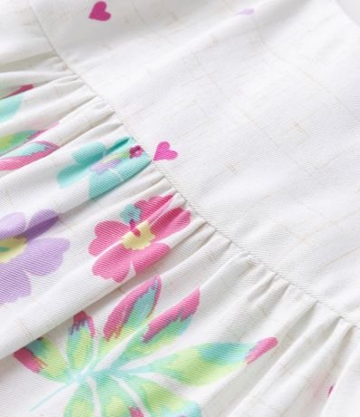 Vestido Infantil en Viscosa con Estampado Tropical y Lazo - Talle 1 a 5 años 3