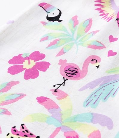 Vestido Infantil en Viscosa con Estampado Tropical y Lazo - Talle 1 a 5 años 4