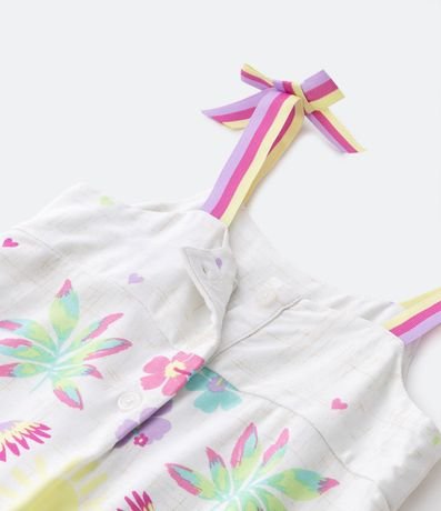Vestido Infantil en Viscosa con Estampado Tropical y Lazo - Talle 1 a 5 años 5