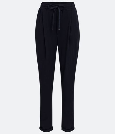 Pantalón Carrot en Punto Roma con Lazo y Bajo Plegado 5