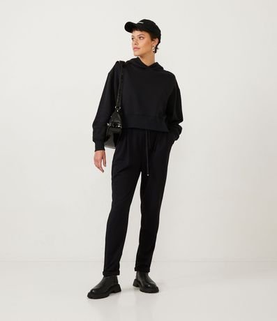 Pantalón Carrot en Punto Roma con Lazo y Bajo Plegado