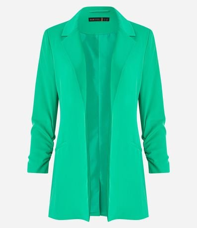Blazer Largo Sastrería en Crepé con Arrugas en las Mangas 5
