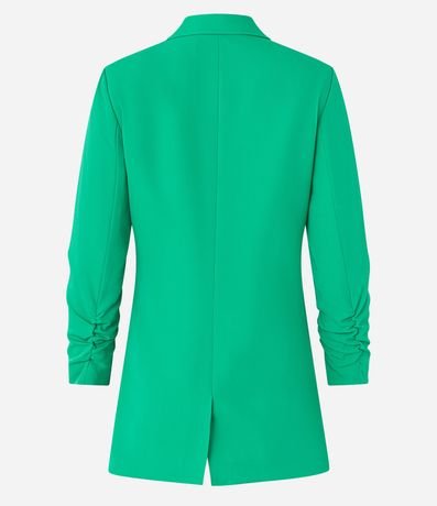 Blazer Largo Sastrería en Crepé con Arrugas en las Mangas 6