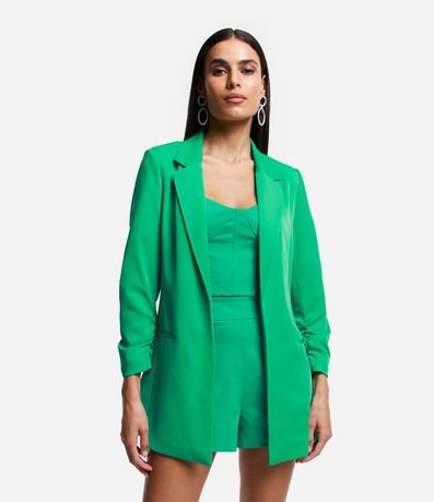 Blazer Largo Sastrería en Crepé con Arrugas en las Mangas 1