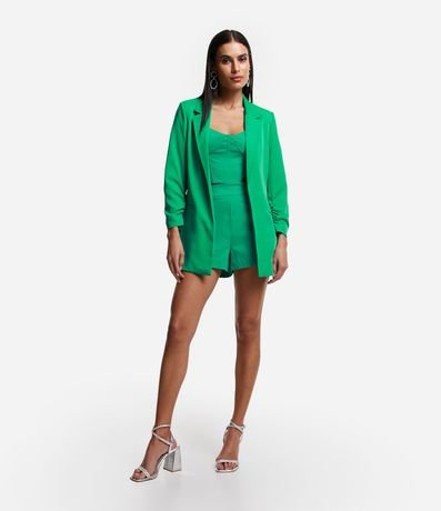 Blazer Largo Sastrería en Crepé con Arrugas en las Mangas 2