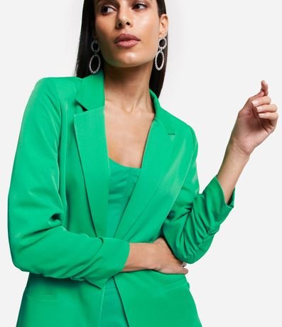 Blazer Largo Sastrería en Crepé con Arrugas en las Mangas 4