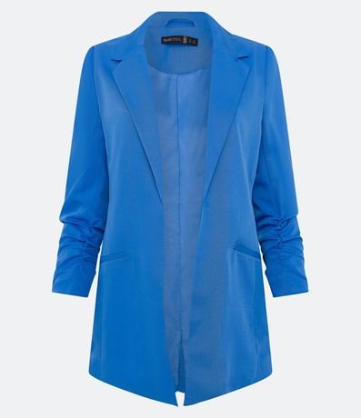 Blazer Largo Sastrería en Crepé con Arrugas en las Mangas 5