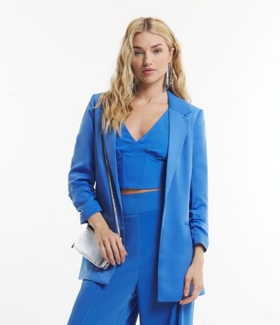 Blazer Largo Sastrería en Crepé con Arrugas en las Mangas 1