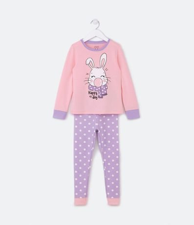 Pijama Largo Infantil en Molevisco con Estampado de Conejo - Talle 5 a 14 años 1