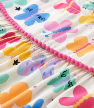 Vestido Marias Infantil con Estampado de Mariposas y Pompones - Talle 1 a 5 años 3