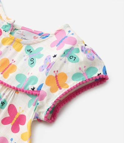 Vestido Marias Infantil con Estampado de Mariposas y Pompones - Talle 1 a 5 años 4