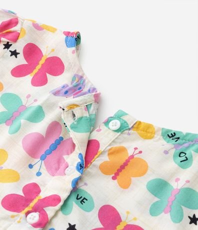 Vestido Marias Infantil con Estampado de Mariposas y Pompones - Talle 1 a 5 años 5