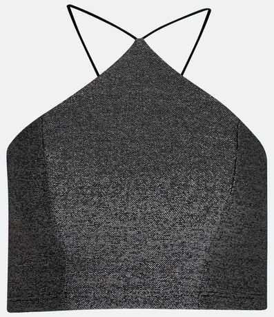 Blusa Cropped de Tirantes en Jersey con Brillo 1