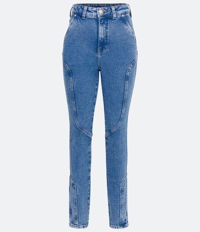 Pantalón Recto en Jeans Elástico con Bolsillos y Detalle de Costuras 5