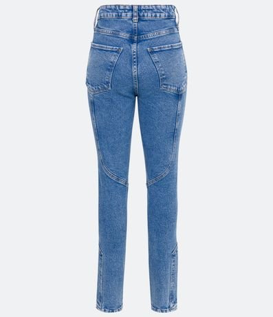 Pantalón Recto en Jeans Elástico con Bolsillos y Detalle de Costuras 6