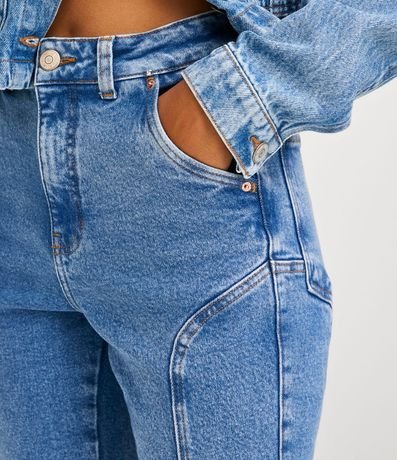 Pantalón Recto en Jeans Elástico con Bolsillos y Detalle de Costuras 4