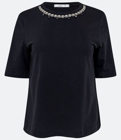 Blusa en Algodón con Adornos Aplicados en el Cuello 1