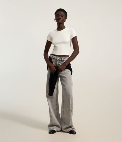 Blusa en Rib Acanalada con Manga Corta 2