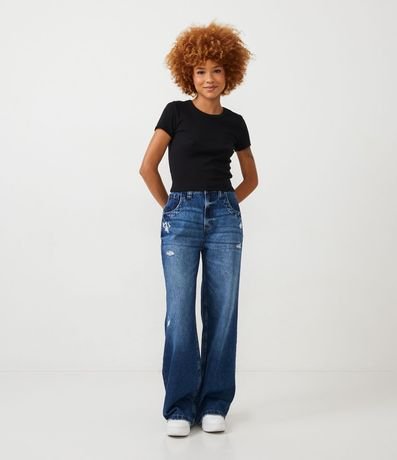 Blusa en Rib Acanalada con Manga Corta 2