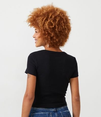 Blusa en Rib Acanalada con Manga Corta 3