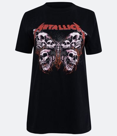 Remera en Algodón con Manga Corta y Estampado Metallica 1