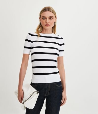 Blusa de Punto con Estampa a Rayas