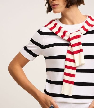 Blusa de Punto con Estampa a Rayas 3