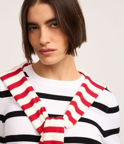 Blusa de Punto con Estampa a Rayas 4