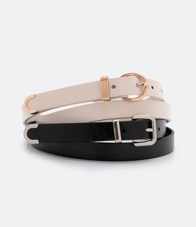 Kit 02 Cinturón Finos con Hebilla Redonda 1