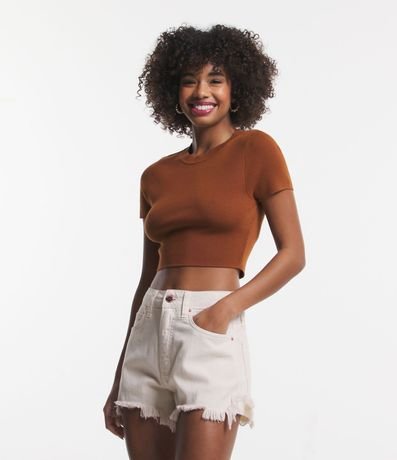 Blusa Cropped en Viscosa con Textura en Rayas 1