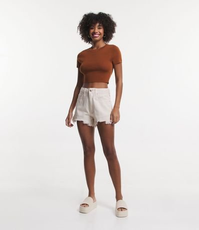 Blusa Cropped en Viscosa con Textura en Rayas 2
