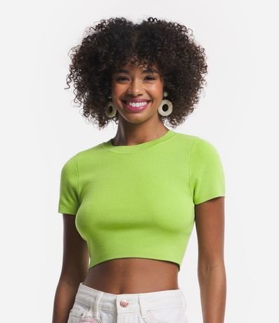 Blusa Cropped en Viscosa con Textura en Rayas 1