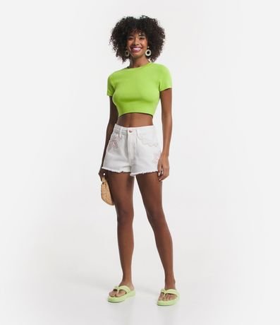Blusa Cropped en Viscosa con Textura en Rayas 2