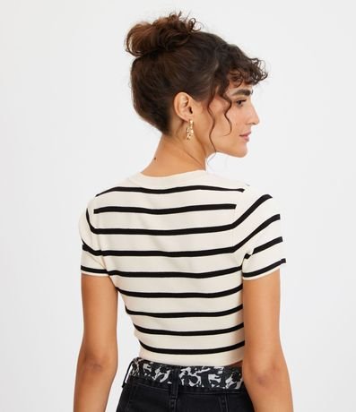 Blusa Cropped en Viscosa con Textura en Rayas 3