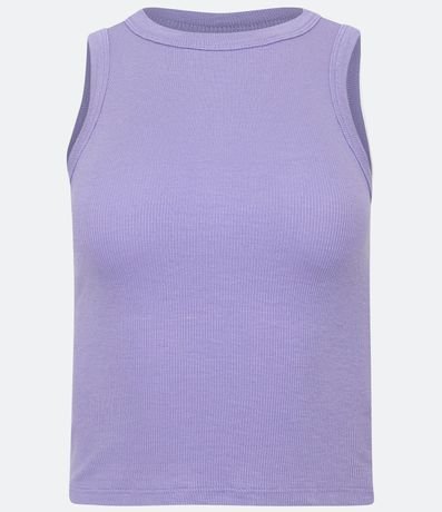 Blusa Cropped sin Manga en Ribana con Cuello Redondo 5