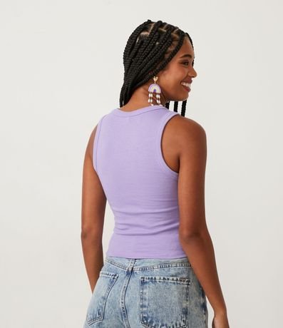 Blusa Cropped sin Manga en Ribana con Cuello Redondo 3
