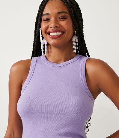 Blusa Cropped sin Manga en Ribana con Cuello Redondo 4