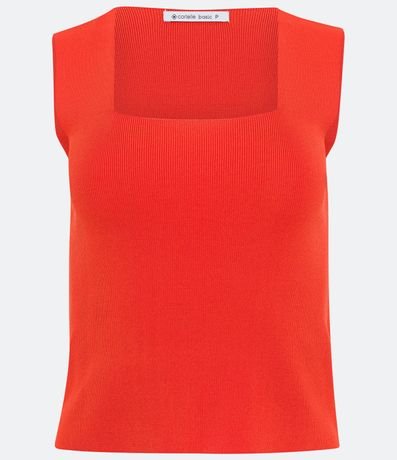 Blusa Cropped en Punto con Escote Cuadrado 5