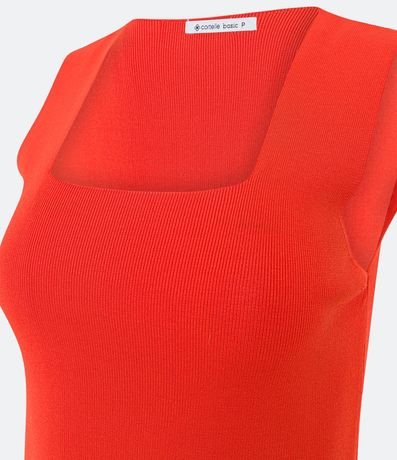 Blusa Cropped en Punto con Escote Cuadrado 7