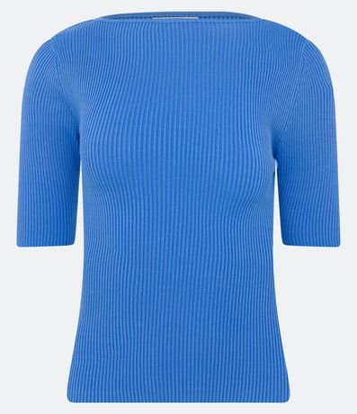Blusa de Punto Acanalada con Cuello Barco 5