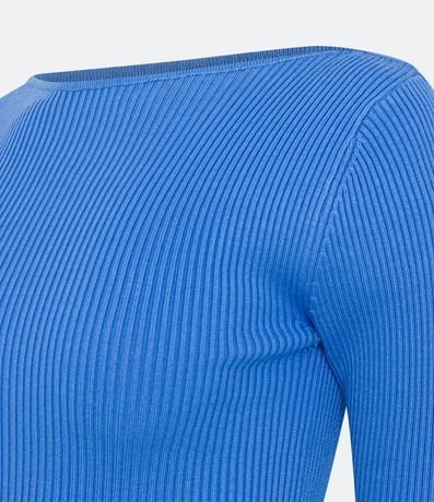 Blusa de Punto Acanalada con Cuello Barco 7