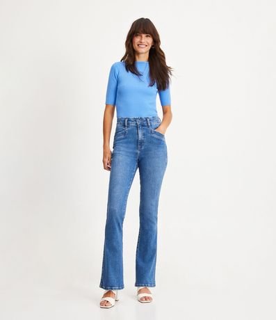 Blusa de Punto Acanalada con Cuello Barco 2