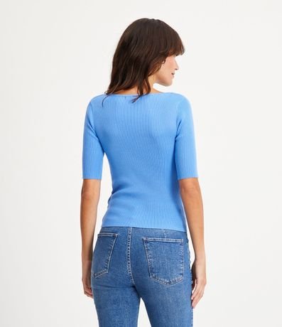 Blusa de Punto Acanalada con Cuello Barco 3